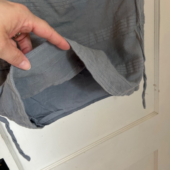 Free People Gray Blue Linen Texture Tank Top Cut Out Shoulder StripeTies Size M - Picture 7 of 11